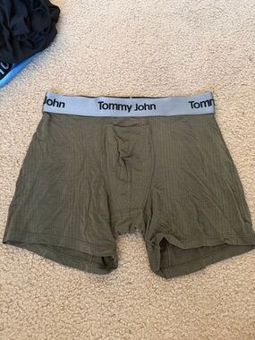Tommy John Olive Green Men's Boxer Briefs with Gray Waistband